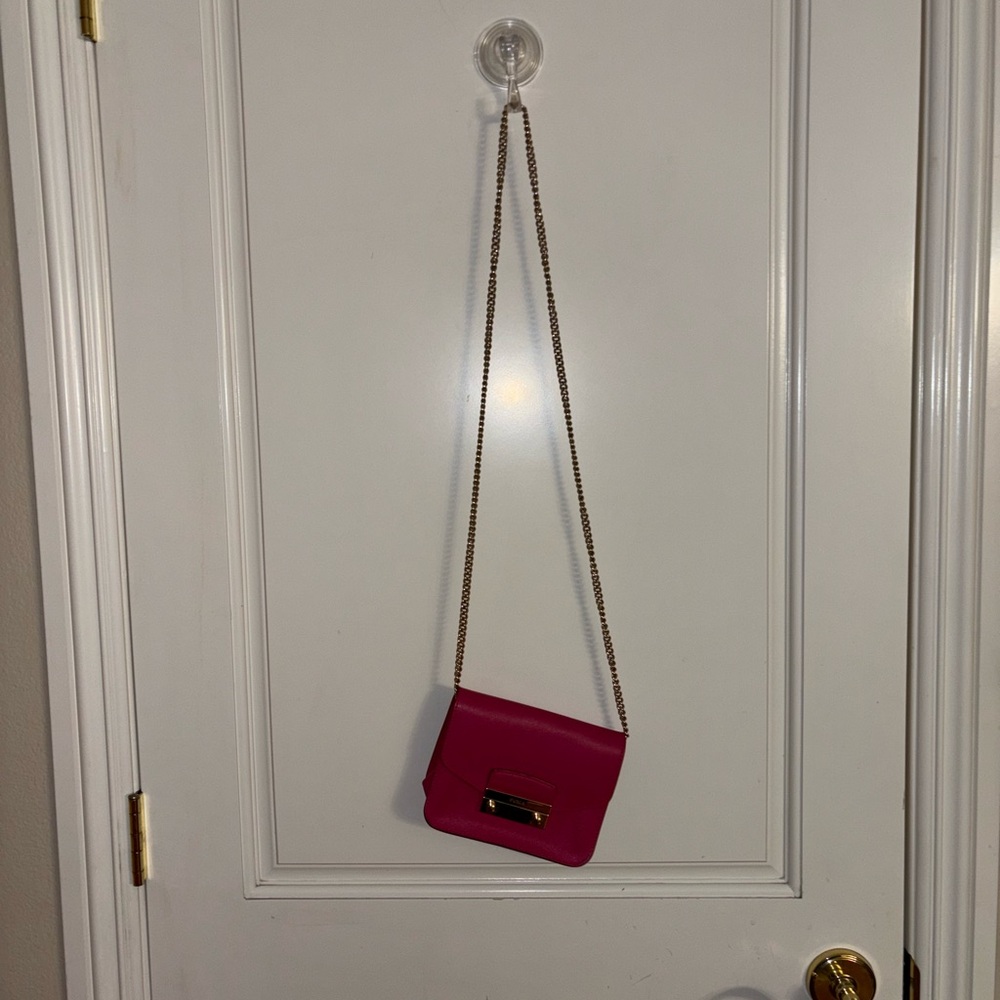 Furla Fuchsia Crossbody Bag with Gold Chain